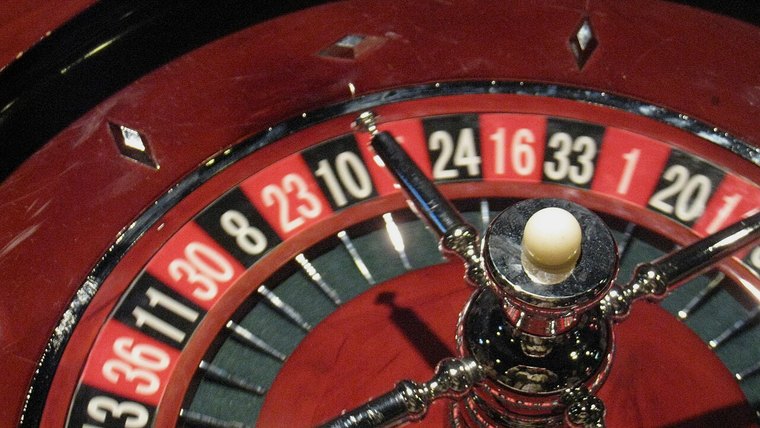 Close-up of a roulette wheel and ball track